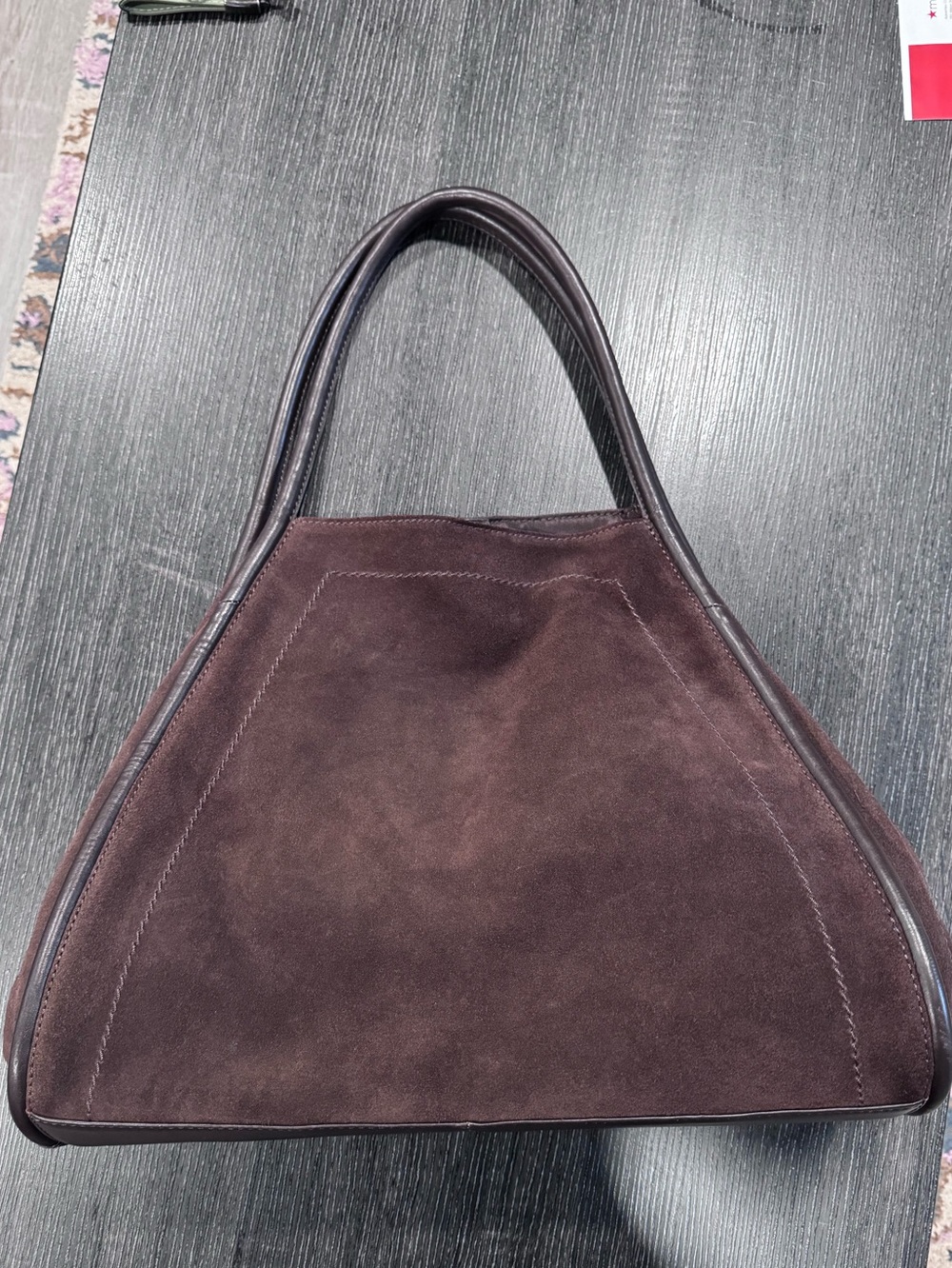 Women's Suede Tote Bag in Dark Brown - Picture 7 of 14
